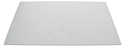A flat, rectangular glass plate is shown on a white background.