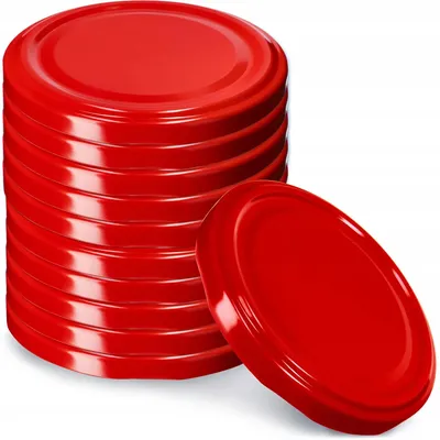 Image de Couvercles en verre - Couvercles à vis pour bocaux - Ø 10 cm - Lot de 10 pièces - Pour confitures et conserves - Rouge