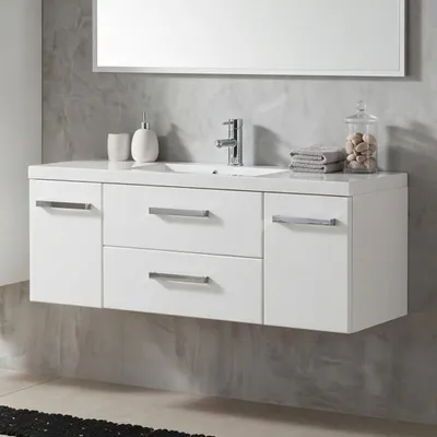 Produktbild von Quentis Badmöbel Genua, Breite 120 cm, weiß glänzend, Waschbecken mit Unterschrank, vormontiert