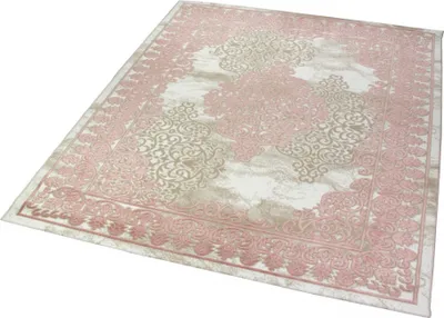 Produktbild von Wohnzimmerteppich mit Ornamenten Teppich Vintage in Rosa Beige Creme Größe - 120 x 170 cm