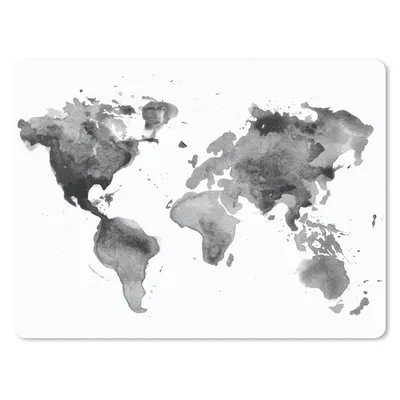 Produktbild von MuchoWow® Mauspad Mousepad Weltkarte - Aquarell - Schwarz 23x19 cm - Mousepads - Maus Mat - Pad - Mausunterlage - Schreibtischunterlage - Mauspad