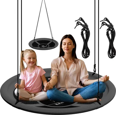 Produktbild von KESSER® Nestschaukel 120cm Tellerschaukel Hängeschaukel Rundschaukel Schaukel verstellbar Garten-Schaukel Kinderschaukel Indoor - Outdoor-Schaukel für Kinder & Erwachsene