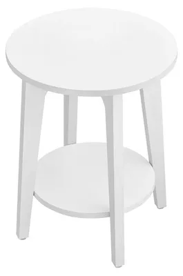 Obrázok produktu pre Príborník Rund s úložným priestorom – drevo – priemyselný štýl – biely – 40 x 50 cm (priemer x výška)