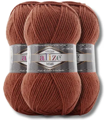 Productafbeelding van Alize 3x 100g Superlana Midi garen, effen kleur, geschikt voor haken en breien (597)
