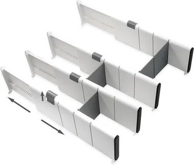 Produktbild von Famanu Schubladenorganizer 4er Set - Verstellbar, Antirutsch, Weiß