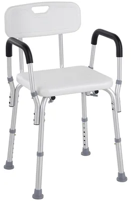 Imagen del producto de Silla para Ducha Taburete de Ducha Antideslizante con Altura Ajustable y Reposabrazos Regulable Carga 136 kg