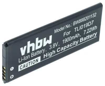 Produktbild von vhbw Akku kompatibel mit TCL TLI019D7 Handy Smartphone Telefon (1900 mAh, 3,8 V, Li-Ion)