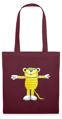 Produktbild von Spreadshirt Janosch Tiger Pose Stoffbeutel, One size, Burgunderrot