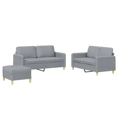 Image de vidaXL Ensemble de canapés 3 pièces avec coussins Tissu gris clair