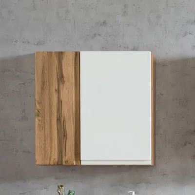 Produktbild von Bad Hängeschrank 2-türig in Wotan Eiche Nb. mit weiß matt VASTO-03-WHITE, B/H/T ca. 65/64/20 cm
