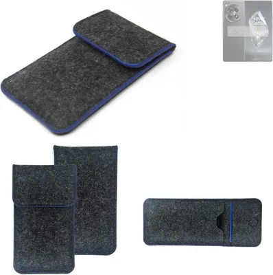 Produktbild von K-S-Trade Handy-Hülle Schutz-Hülle kompatibel mit OnePlus Ace 3 Filztasche Pouch Tasche Case Sleeve Filzhülle dunkelgrau, blauer Rand