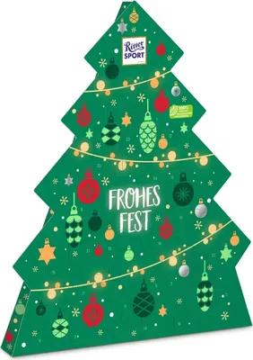 Produktbild von Ritter Sport Schokowürfel Adventskalender 208g Weihnachtstanne 26 Schokoladenwürfel 7 Sorten