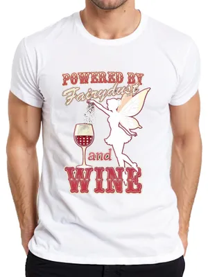 Produktbild von Powered by Fairydust and Wine Wein Glas Fee Karneval Fasching Herren T-Shirt, Weiß, XL