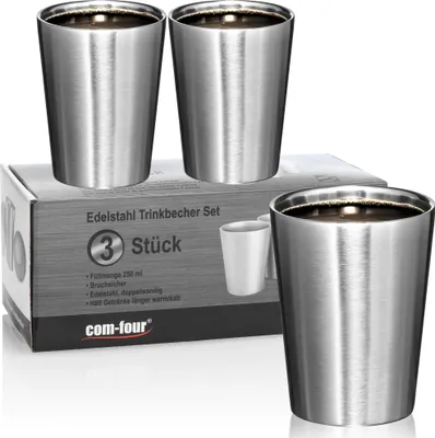 Produktbild von Famanu Trinkbecher 250 ml - 3er Set, Edelstahl, isoliert, BPA-frei