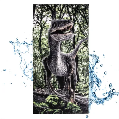 Productafbeelding van Badlaken voor kinderen, dinosaurusmotief, 100% katoen, 70 x 140 cm, sneldrogend, geschikt voor strand en zwembad