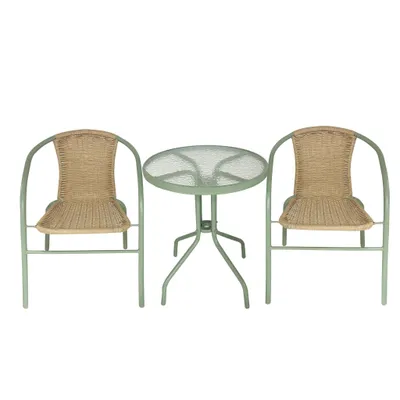 Produktbild von greemotion Balkonmöbel-Set Retro Gartenmöbel-Set Beige/Grün 60x51x72 cm