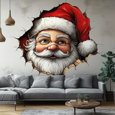 Image de Autocollant mural Decords – Père Noël avec effet 3D, 140 cm