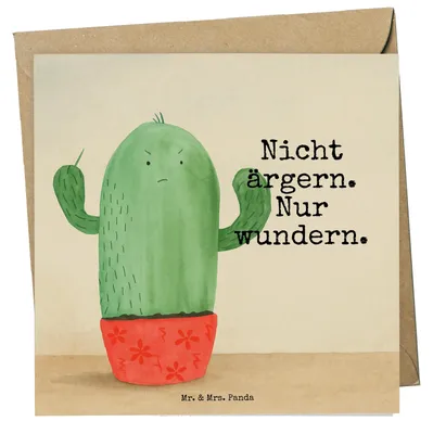Produktbild von Mr. & Mrs. Panda Grußkarte Kaktus Wut Design - Weiß - Geschenk, anlasskarte, doppelkarte, Glückwunschkarte, Klappkarte, Kollegin, wütend, Kakteen, faltkarte, Büro