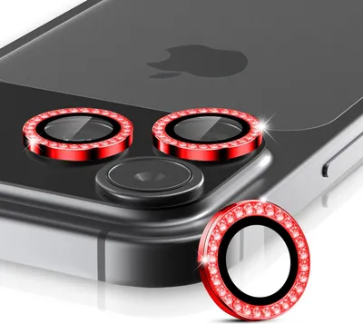 Produktbild von Kamera Linsenschutz Glas Set mit Schmucksteinen für Apple iPhone 17 Pro Max Schutzglas Camera Linse Panzerfolie 9H Rot