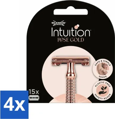 Produktbild von Wilkinson Intuition – Nachfüllklingen – Roségoldener Rasierhobel – Deluxe – 15 Klingen - Vorteilspack - 4 Stücke