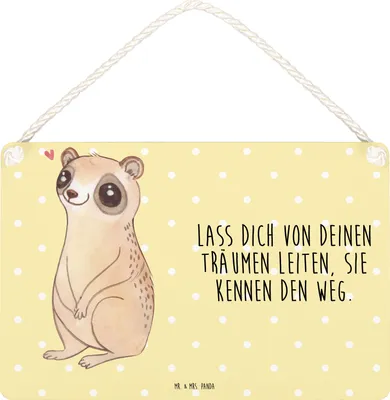Produktbild von Mr. & Mrs. Panda Holzschild Plumplori Glücklich DIN A5 - Gelb Pastell - Geschenk, Niedlich, Wandbild Holz, kleine aufmerksamkeit, Türschild, Lustige Sprüche, Glück