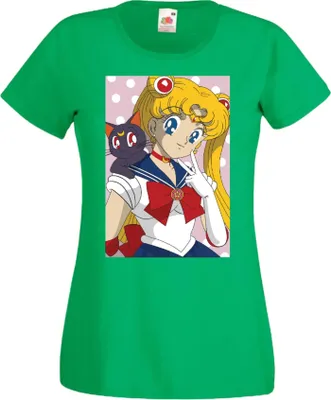 Zdjęcie produktu dla Koszulka Damska Anime Manga Sailor Anime Manga Moon 02, Lady M / Zielony