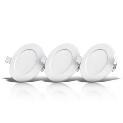 Produktbild von 3 x B.K.Licht LED Einbaupanel Leuchte Weiß rund Ø11,5cm IP44 3 x 6W 1350lm warmweiß 3000K extra flach DIMMBAR