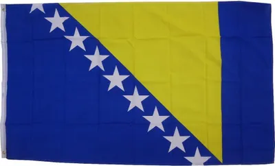 Obrázok produktu pre Vlajka Vlajka Bosny a Hercegoviny 90 x 150 cm s 2 kovovými očkami 100 g hmotnosti látky Vlajka s možnosťou zdvíhania