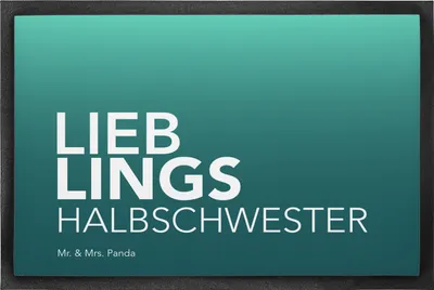 Produktbild von Mr. & Mrs. Panda Bodenvorleger Halbschwester 40 x 60 cm - Geschenk, Haustürmatte, Geschenkidee, Tochter, Schwester, bodenmatte, Spruch, Sauberlaufmatte, fußmatte