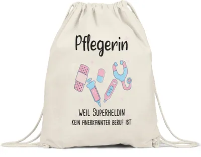 Produktbild von Pflegerin Weil Superheldin Kein Anerkannter Beruf Ist Turnbeutel Gymsack  Geschenk Danke Sagen