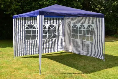Obrázek produktu pro Garthen Zahradní párty stan, modrý, 3 x 3 m + 2 boční stěny