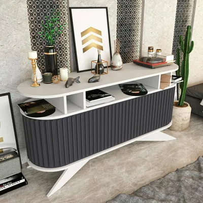 Image de Joy - Buffet, 150x43x75h cm Blanc, une Étagère