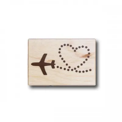 Produktbild von Holzstempel - Flugzeug Herzform