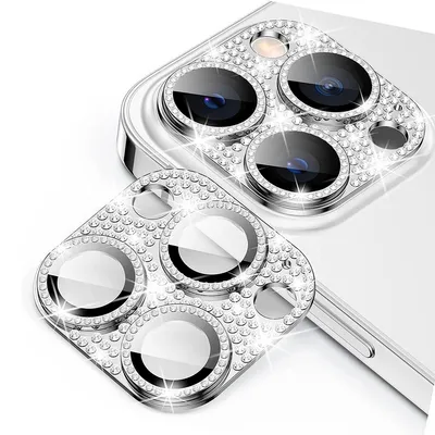 Obrázek produktu pro Pro Apple iPhone 15 Pro / Pro Max Glitter Ochranné sklo objektivu fotoaparátu H9 Hard Glass Silver