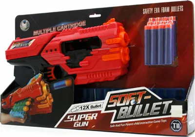 Produktbild von Spielzeugpistole mit 12 Schaumstoffpfeilen - Soft Bullet Blaster für Kinder - In & Outdoor