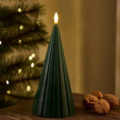 Image de Sirius Bougie LED sapin Laura cire véritable 23 cm vert