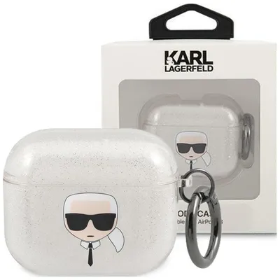 Produktbild von Karl Lagerfeld KLA3UKHGS AirPods 3 Hülle srebrny/silver Glitter Karl`s Head