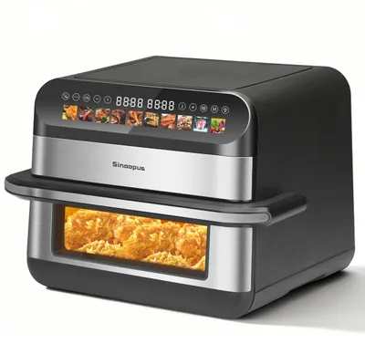 Immagine prodotto di Friggitrice ad aria - 10 litri, doppio cestello - Cottura senza grassi - Display touch LED - Finestra trasparente - Funzione forno