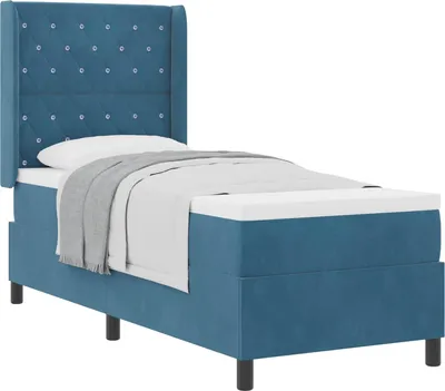 Immagine prodotto di Letto boxspring vidaXL con materasso e testiera, blu, 80 x 200 cm, in velluto