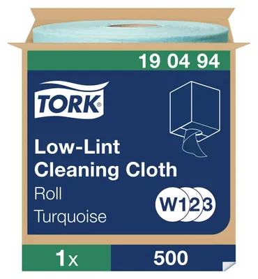 Produktbild von Tork Fusselarme Reinigungstücher Türkis W1/2/3, Mehrzweck, 1 × 500 Tücher, 19049
