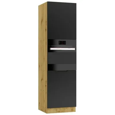 Zdjęcie produktu dla Szafka pod piekarnik ISABEL D60PK/2133 P/L czarny mat/dąb artisan