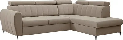 Produktbild von MIRJAN24 Ecksofa Forio L, Eckcouch mit Bettkasten und Schlaffunktion, Einstellbare Kopfstützen, Schwarze Metallfüße (Farbe: Paros 02, Seite: Rechts)