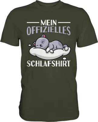 Produktbild von Offizielles Schlafshirt Nachthemd Schlafanzug Pyjama Schlafen Katze T-Shirt – Urban Khaki / M
