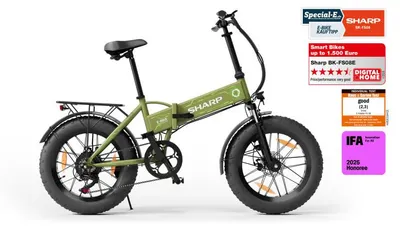 Produktbild von Sharp BK-FS08E-GG, 10,2 Ah, 52 km, 36 V, 4,5 h, 367,2 Wh, 28 kg