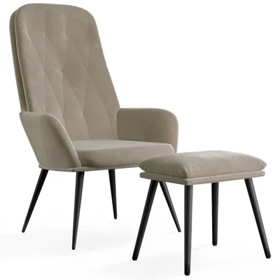 Produktbild von vidaXL Relaxsessel mit Hocker Hellgrau Samt