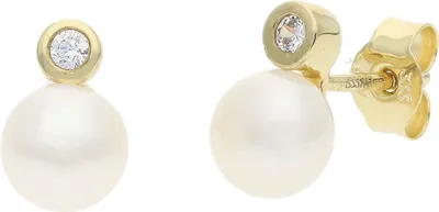 Produktbild von JuwelmaLux Ohrstecker 333 Gold mit Süßwasser- Zuchtperle Zirkonia JL20-06-0909