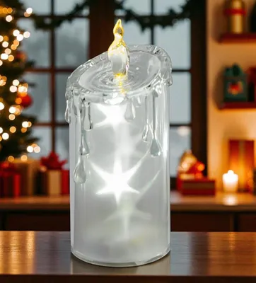Produktbild von formano LED Kerze Weihnachtsdeko aus Acryl mit Sternmotiv und Timer 7 x 13 cm