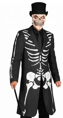 Produktbild von Skelett Totenkopf Mantel - Horror Halloween Kostüm Größe: S