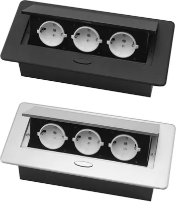 Produktbild von Einbausteckdose Tischsteckdose Fußbodensteckdose Bodensteckdose Wand Steckdose 3-Fach Silber