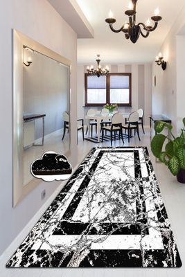 Conceptum Hypnose, mramor - mramor 80X300 CHL, čierny, kobercový behúň, 80 x 300 cm, 50% zamatová tkanina / 50% polyester